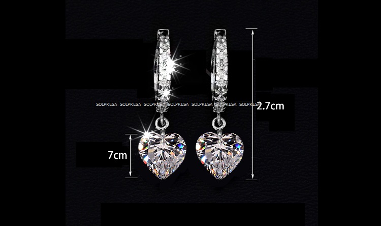 Solpresa Austrian Crystal Heart Shaped Diamond Earrings 