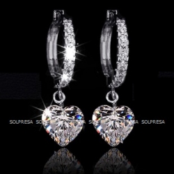 Solpresa Austrian Crystal Heart Shaped Diamond Earrings 