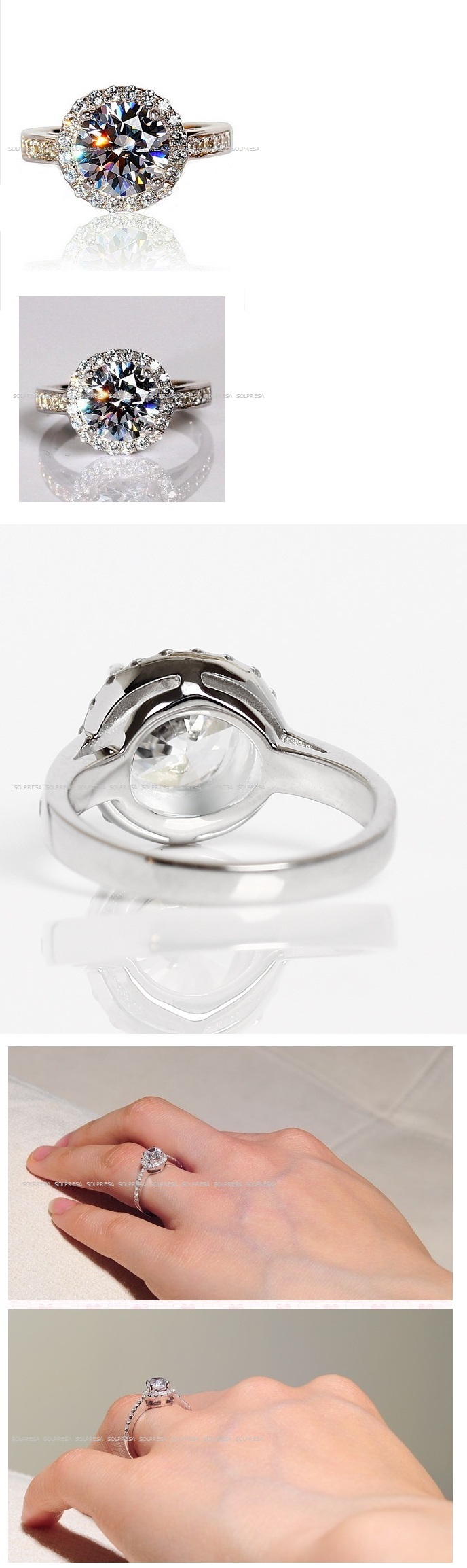 SOLPRESA Italy Royal Luxury 2 Karat Pigeon Diamond Ring