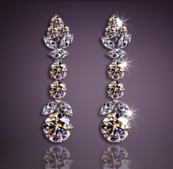 Solpresa Luxury Platinum Silver Austrian Crystal Diamond Earrings